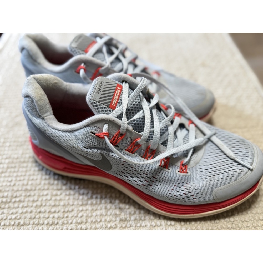 Nike LunarGlide 4 H2O Repel Womens Running Shoes Grey Crimson 537535-406 Size 10